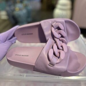 Steve Madden Light Purple Chain Slide Sandals
